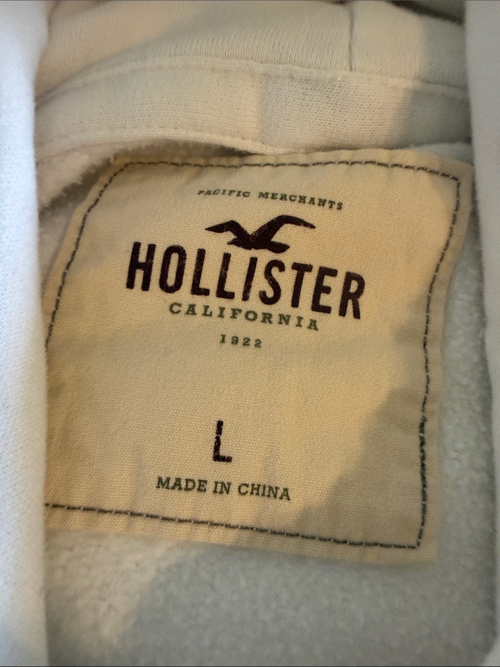 Hollister White Hoodie with Maroon Logo Patch - Picture 2 of 2
